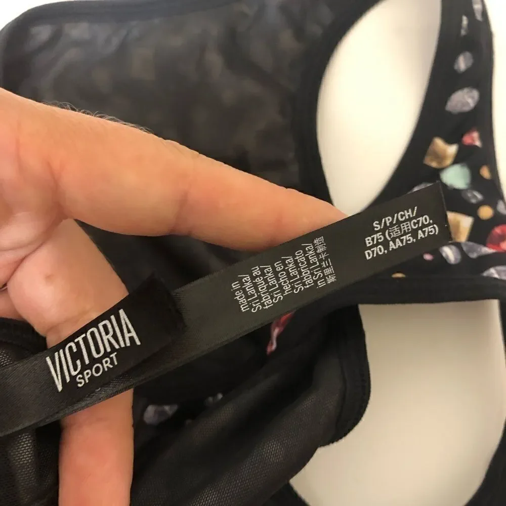 Victoria’s Secret Sports bra black jewel NWOT -S